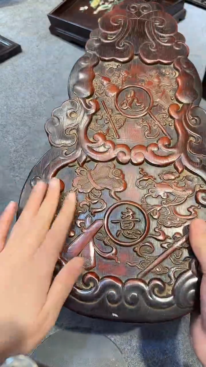 木紫檀拆件雕刻板以直播间实物为准微瑕老物件