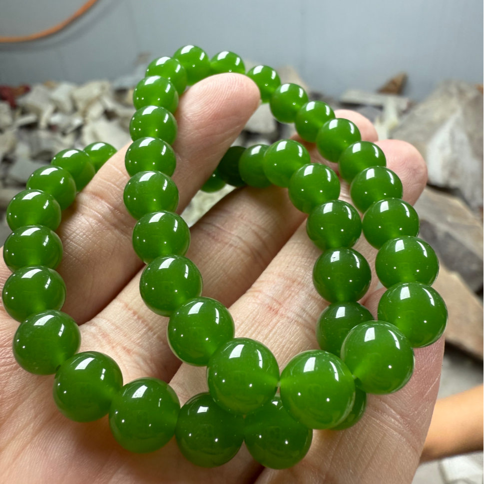 绿圆珠手串卡8mm   特色手工珠