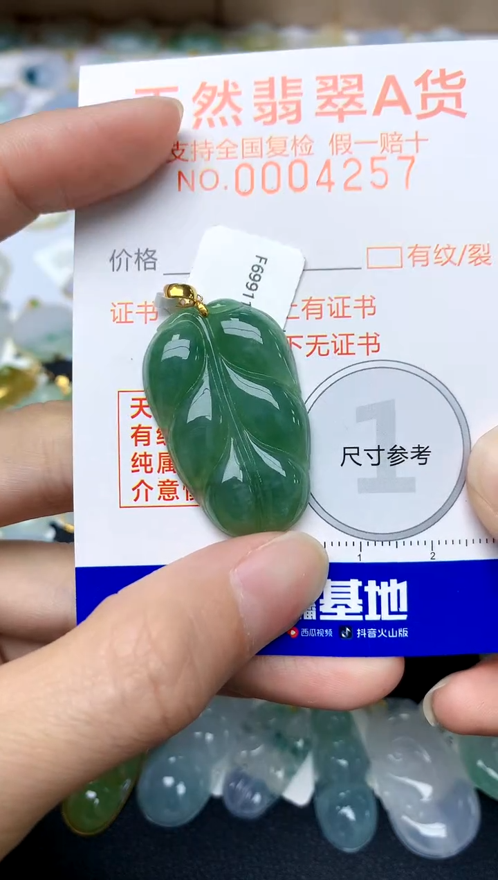 翡翠18K金镶嵌颈饰天然A货翡翠