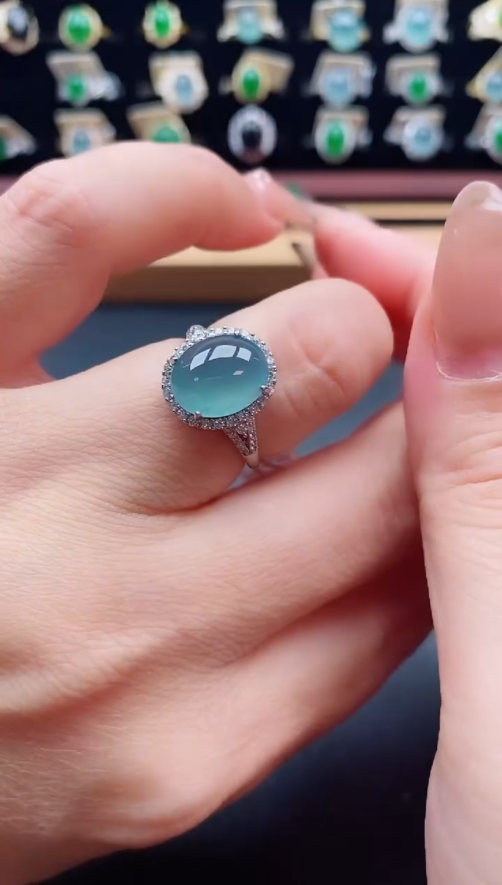 银S925镶嵌戒指翡翠1