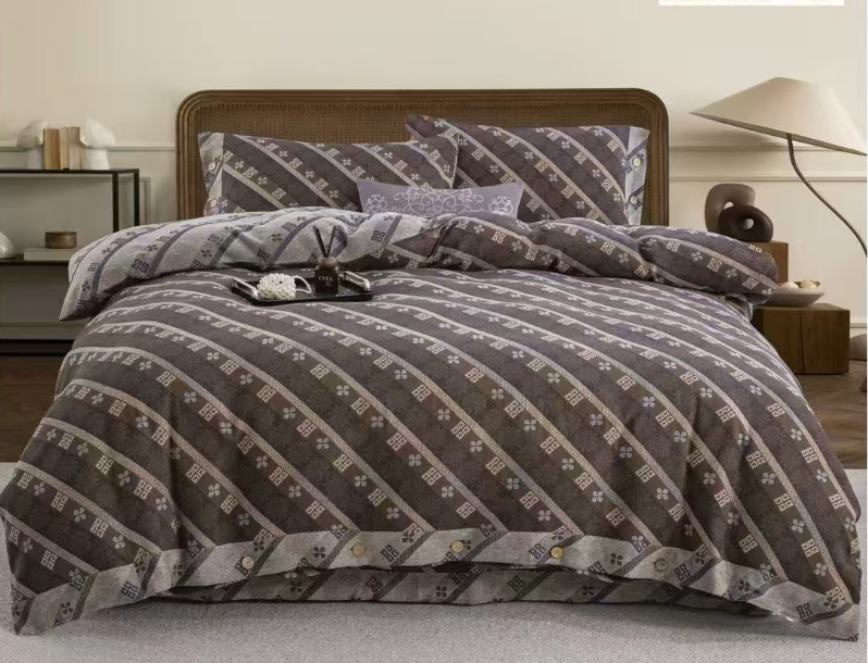 JFAN【格调灰套件】纯棉双层纱床单2.45M*2.45M枕套48cm*74cm