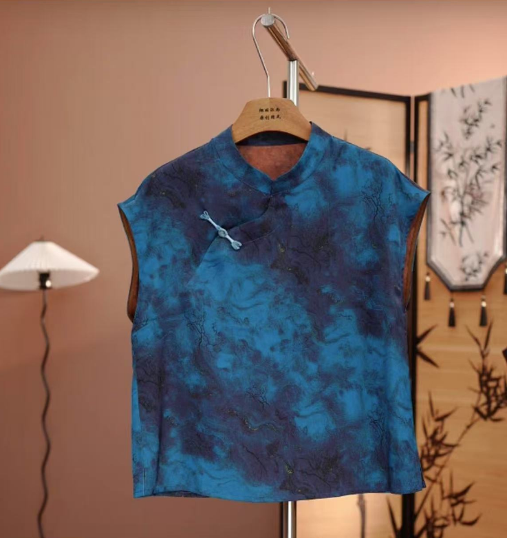 【蓝色妖姬】2025夏季超火新中式国风复古别致减龄气质显瘦独特上衣