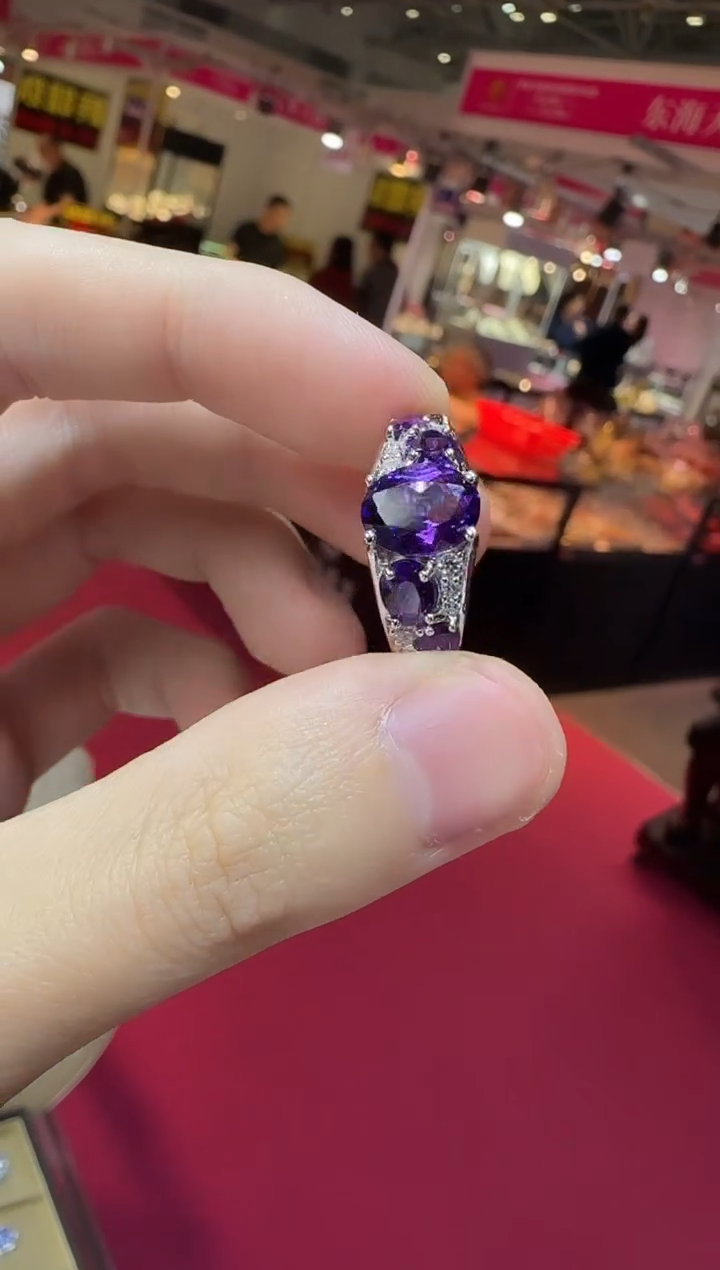 银S925镶嵌戒指紫晶9*7mm帝王紫