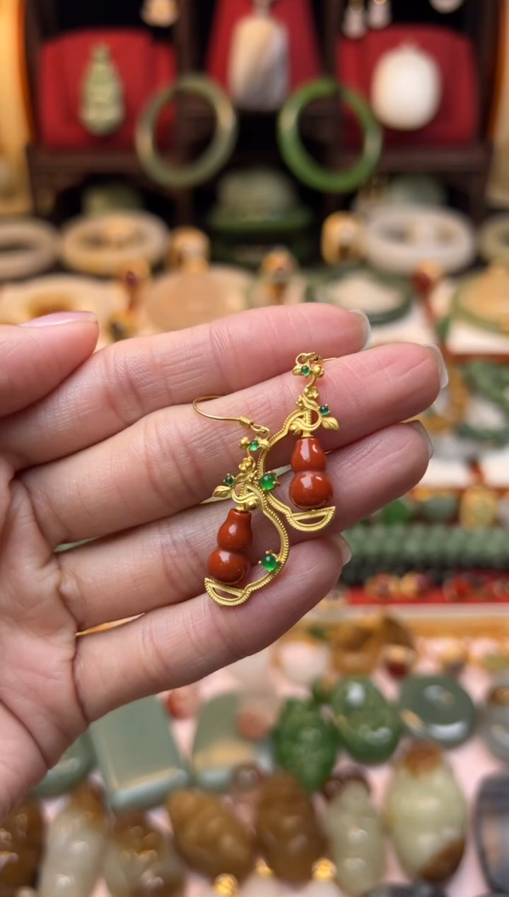 【闪购商品】南红玛瑙耳饰银S925镶嵌福利