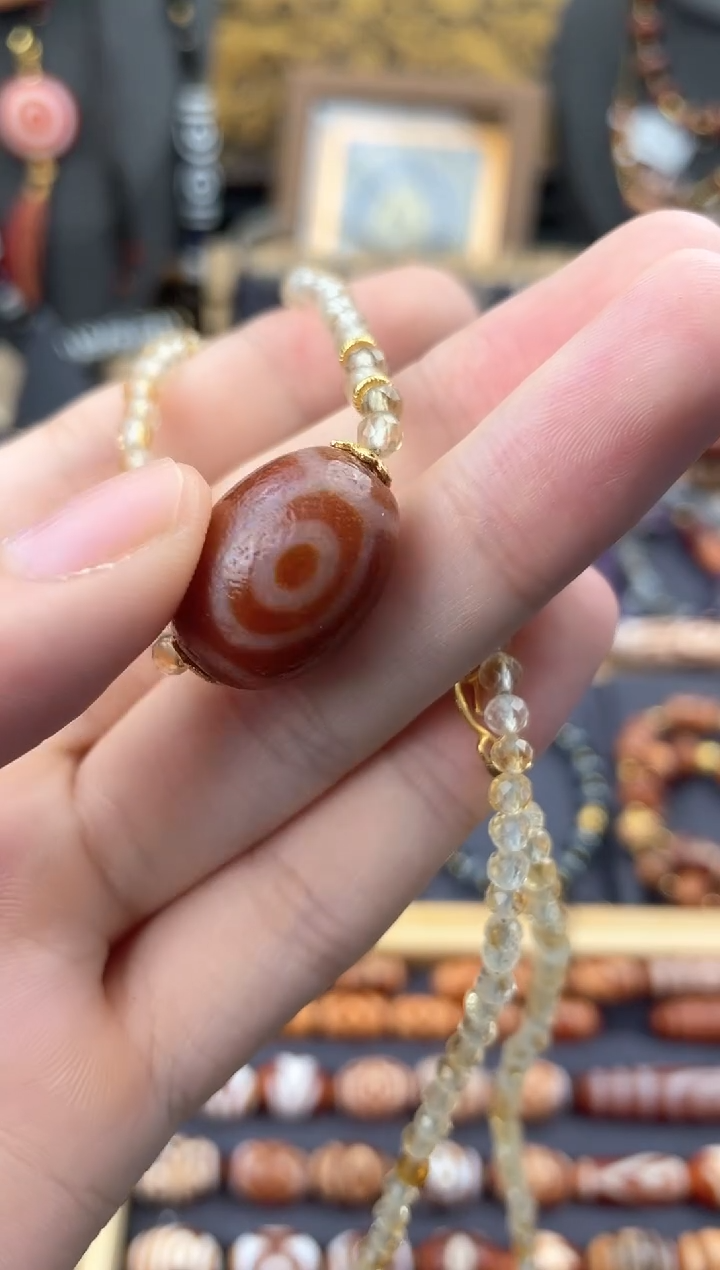 【闪购商品】玛瑙/玉髓未镶嵌颈饰美泓红肉佛二眼锁骨链