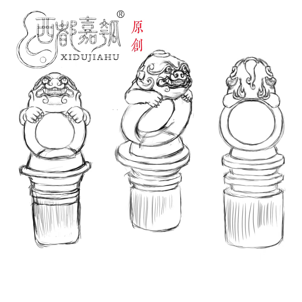 西都嘉瓠原创唐狮子酒葫芦塞子牛角鹿角枣木玉石纯银尺寸均可定制