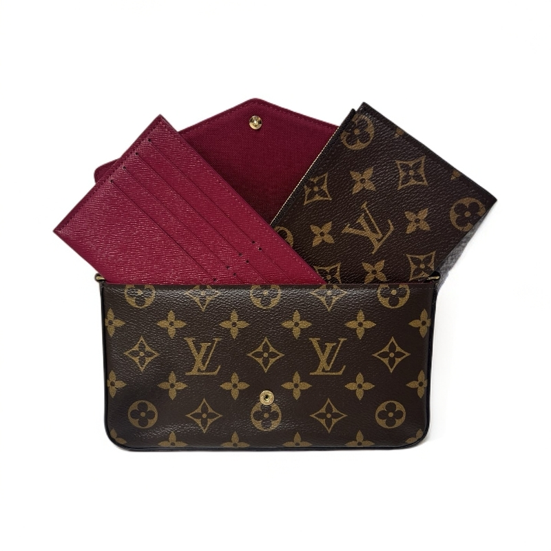 95新 LouisVuitton/路易威登 棕色老花三合一链条lv包包二奢女包
