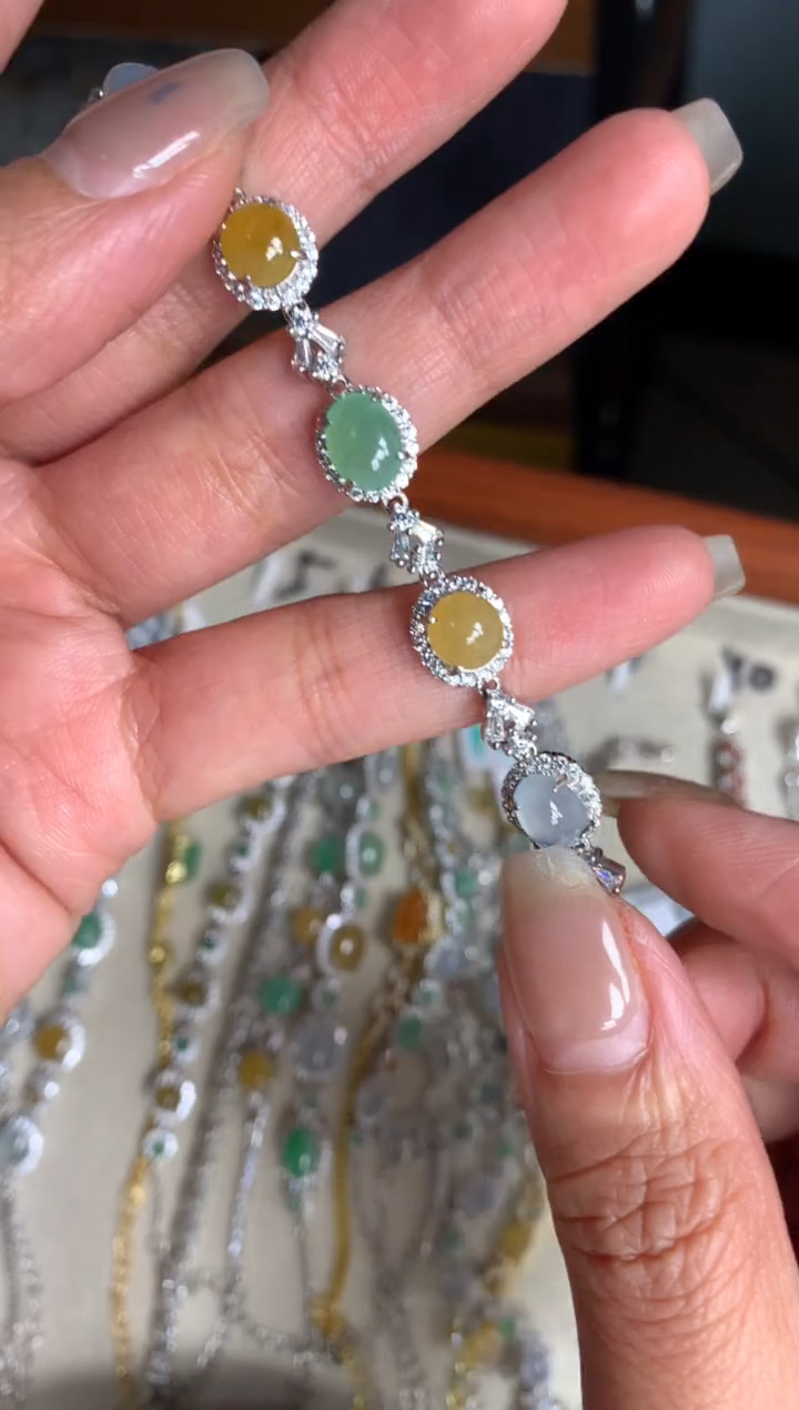 银S925镶嵌戒指翡翠手链