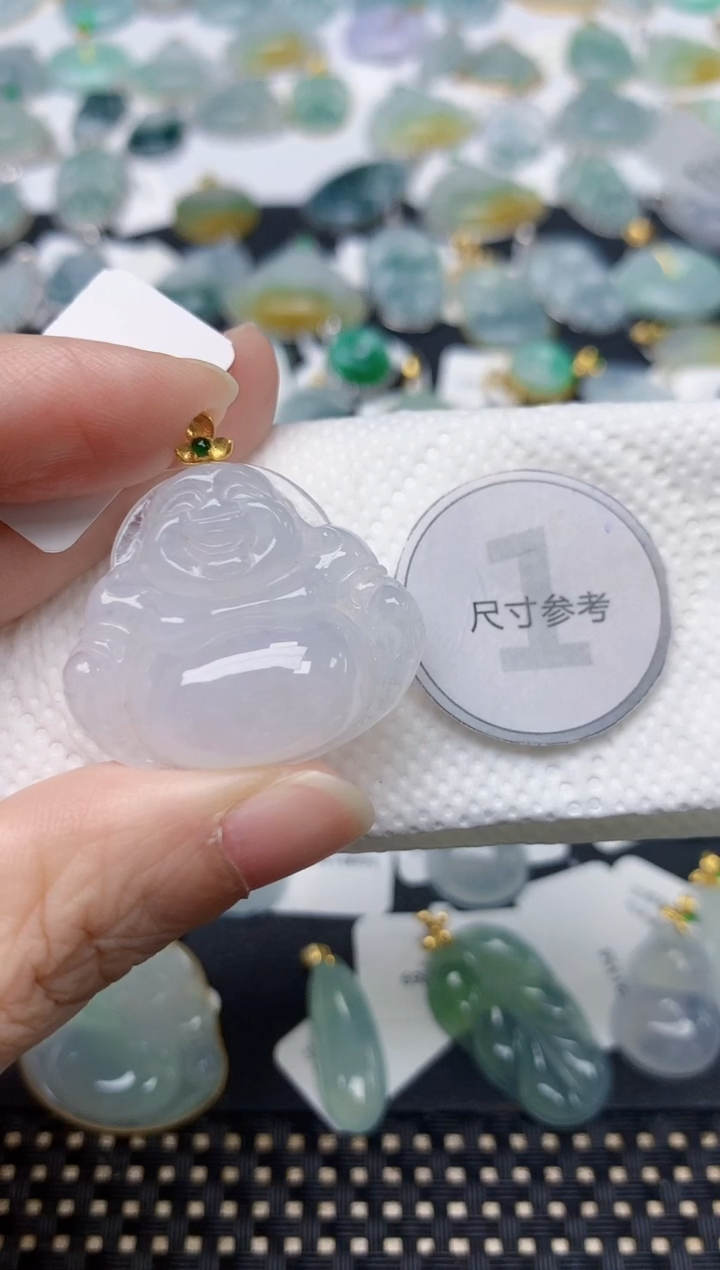 颈饰18K金镶嵌翡翠天然缅甸A货翡翠