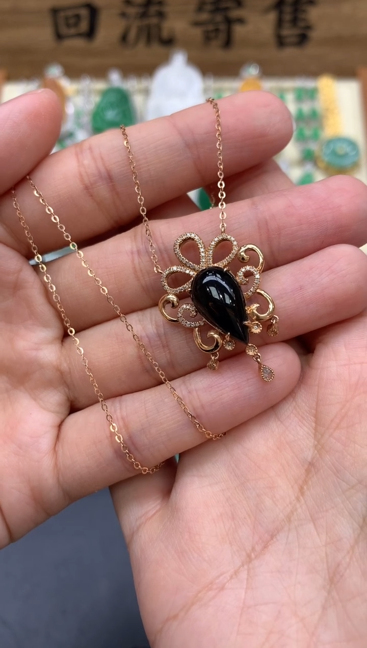 【闪购商品】翡翠18K金镶嵌颈饰367-中国好珍宝