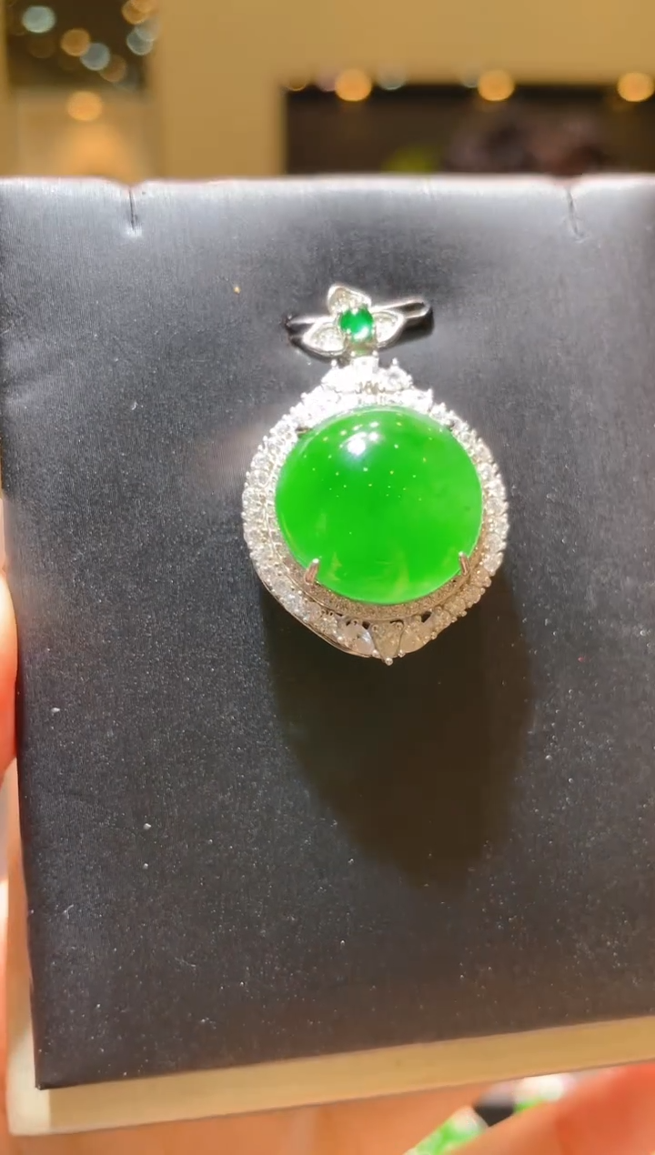 【闪购商品】翡翠吊坠(不含链)银S925镶嵌A14