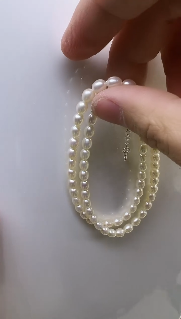 项链未镶嵌淡水珍珠极光白米胖子4-5mm