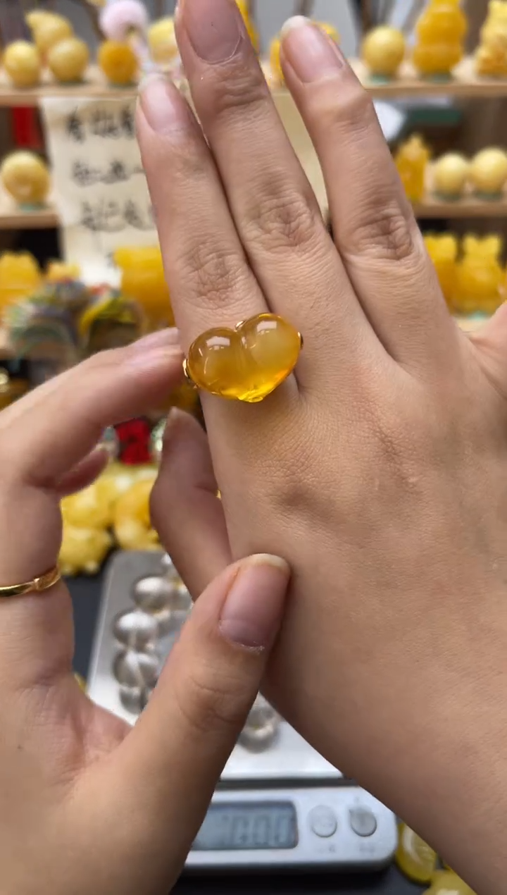 琥珀银S925镶嵌珠宝奇石064琥珀蜜蜡微瑕