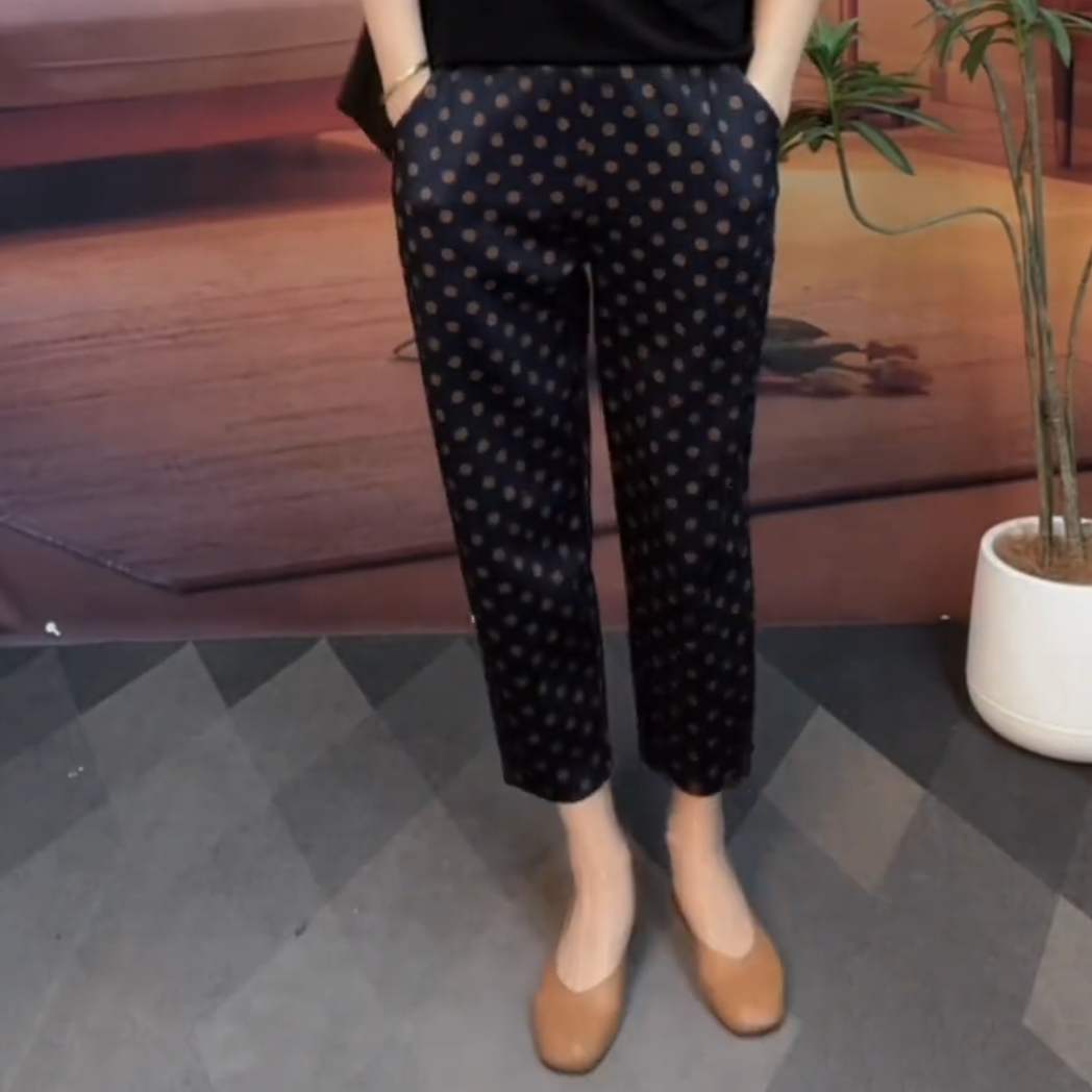新款春夏波点设计哈伦裤洋气百搭萝卜裤型