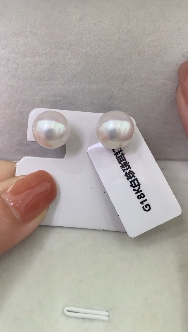 【闪购商品】淡水珍珠LL18K金镶嵌珍珠耳钉@@c1191