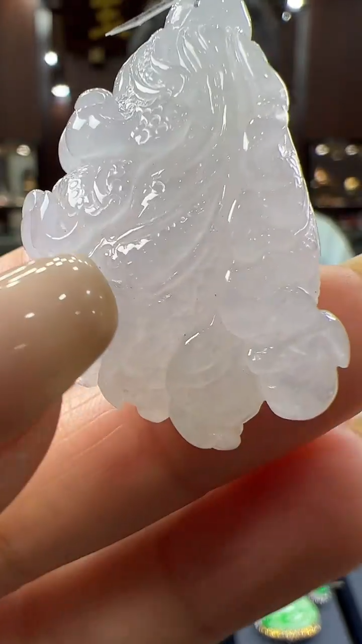 【闪购商品】翡翠挂件18K金镶嵌白菜不含链