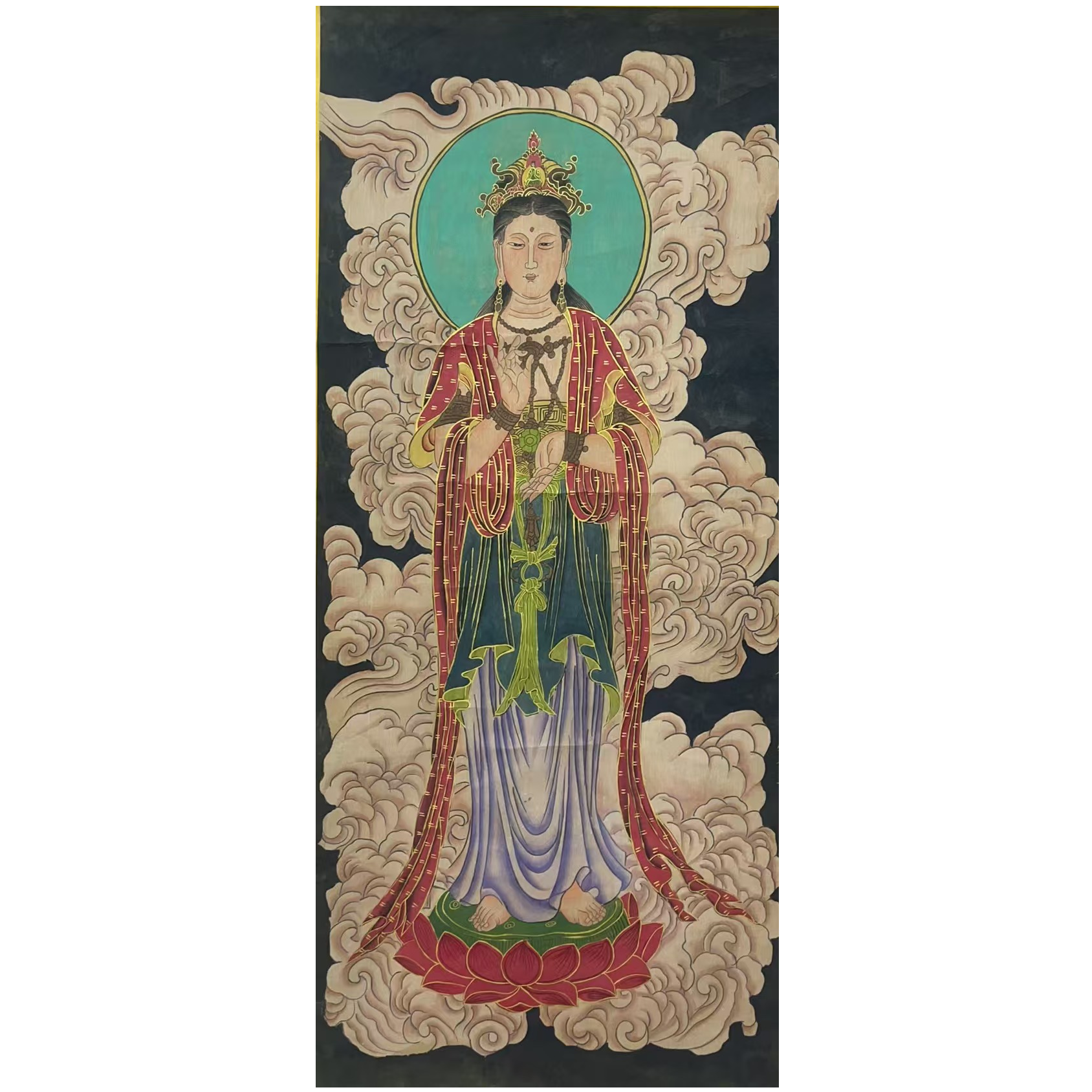 张老 款绢本绘画佛系立轴137×60 7.4平尺