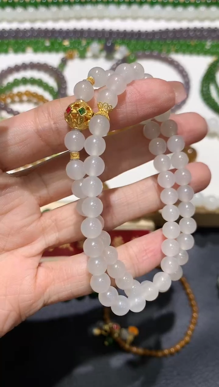 【闪购商品】和田玉手串18K金镶嵌团购5