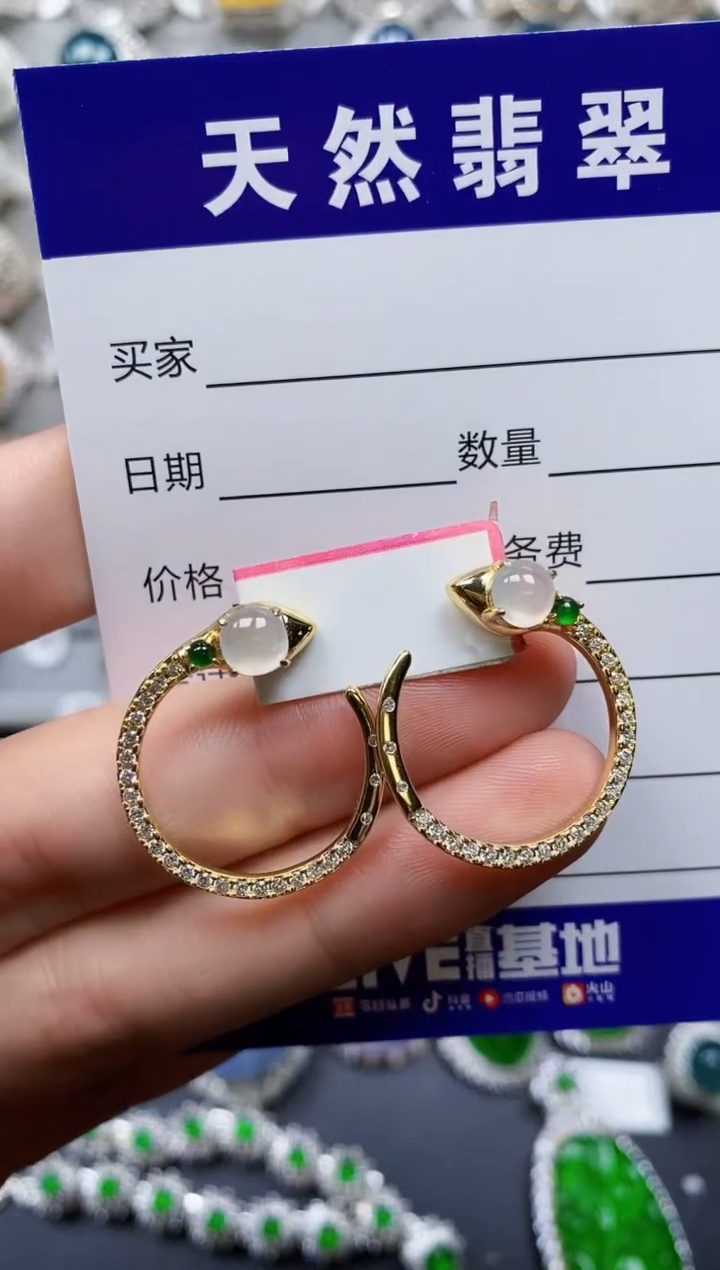 【闪购商品】翡翠耳饰银S925镶嵌0633
