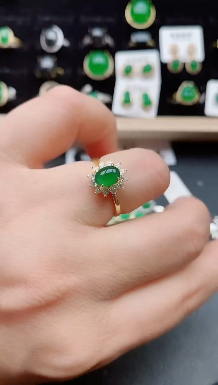 【闪购商品】翡翠戒指银S925镶嵌12212