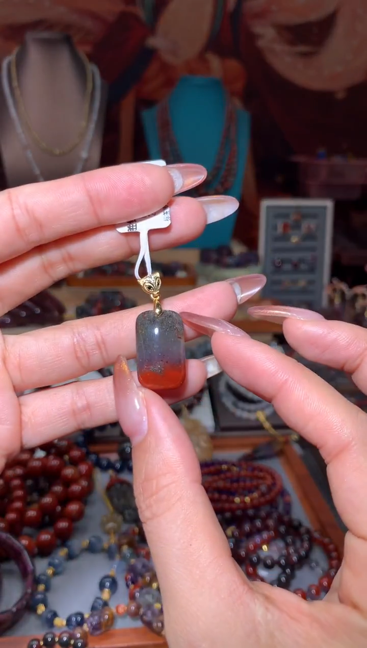 未镶嵌珠宝半成品水晶红极光无事牌吊坠多样性发其1