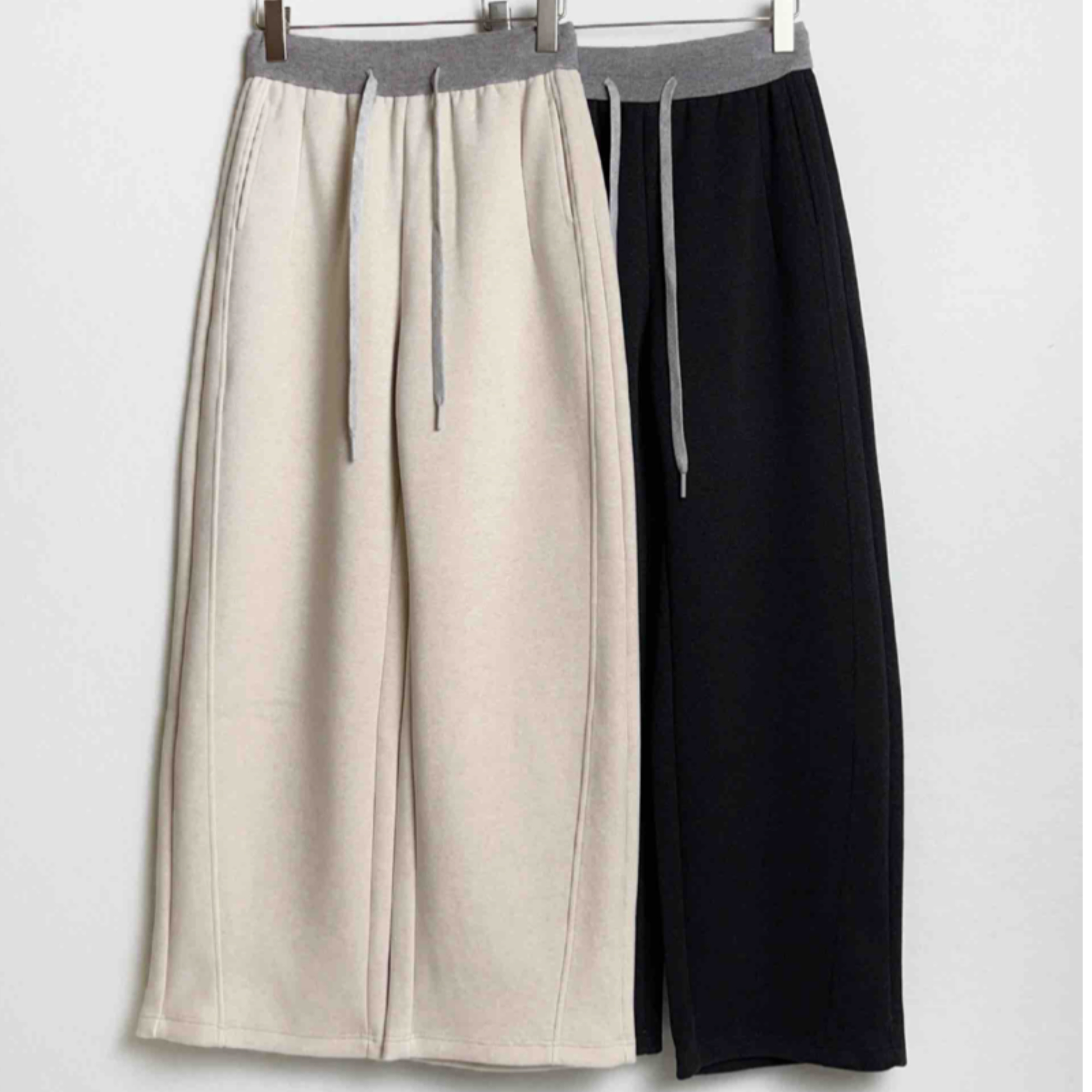 【0138】拼接撞色腰抽拉绳弯刀裤