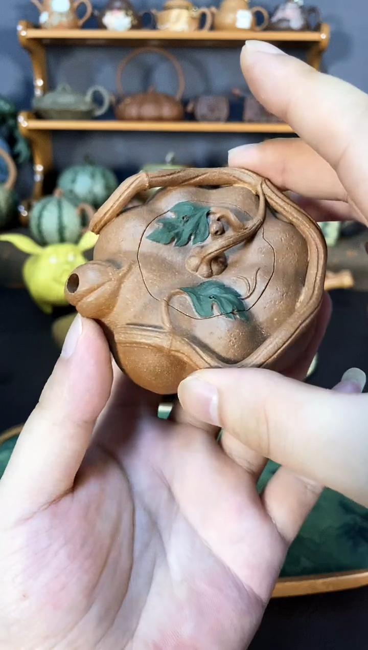 茶壶紫砂紫砂商品南瓜手抓壶