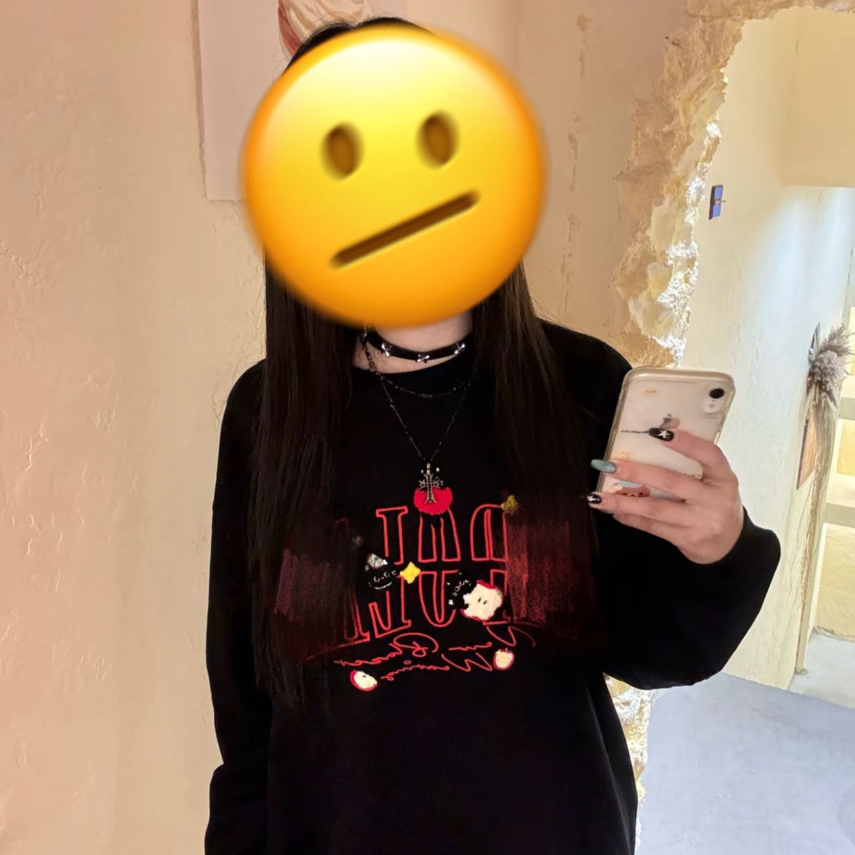 无限+苹果毛巾绣 男女同款长袖T恤