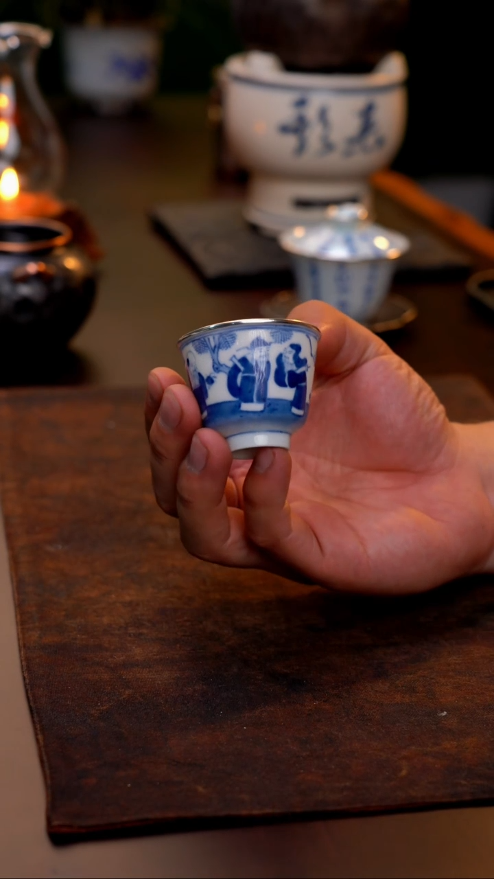 景德镇三星主人杯茶杯包银口（单只）