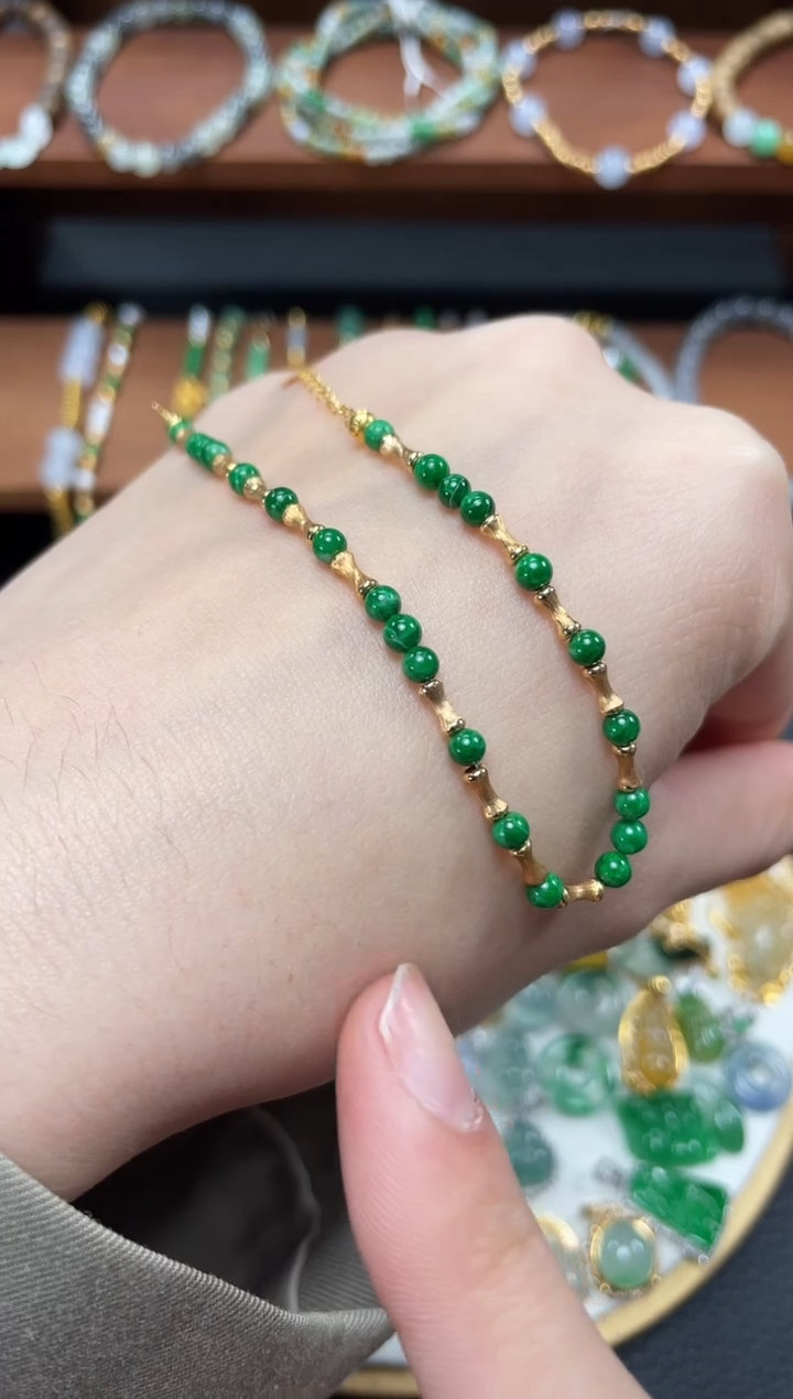 【闪购商品】翡翠套链18K金镶嵌一个   JK288