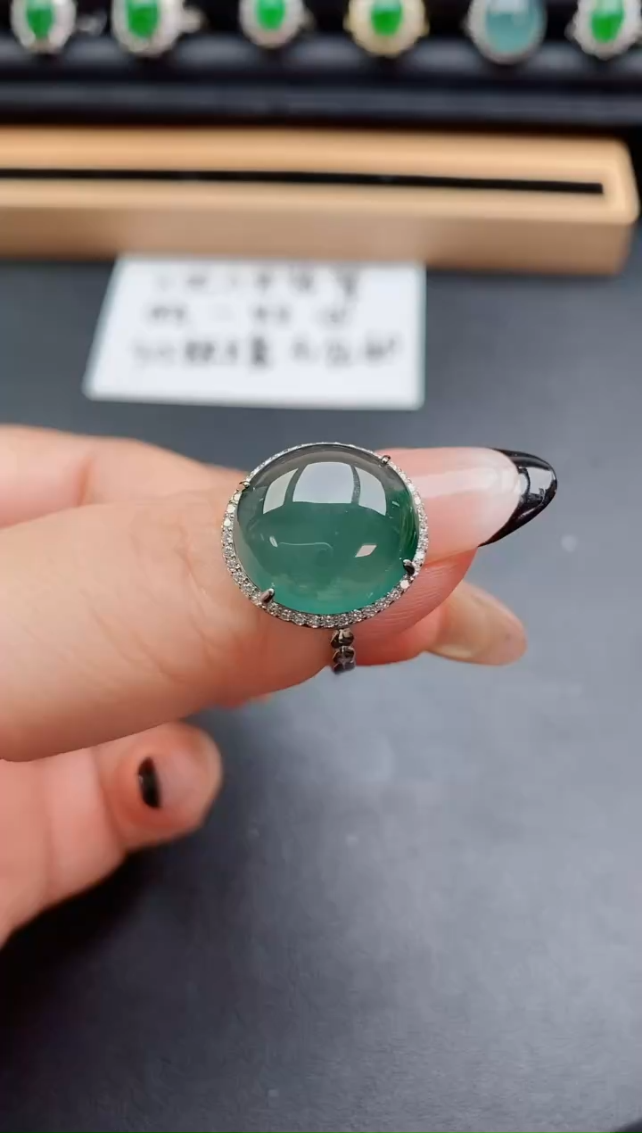 翡翠戒指银S925镶嵌1