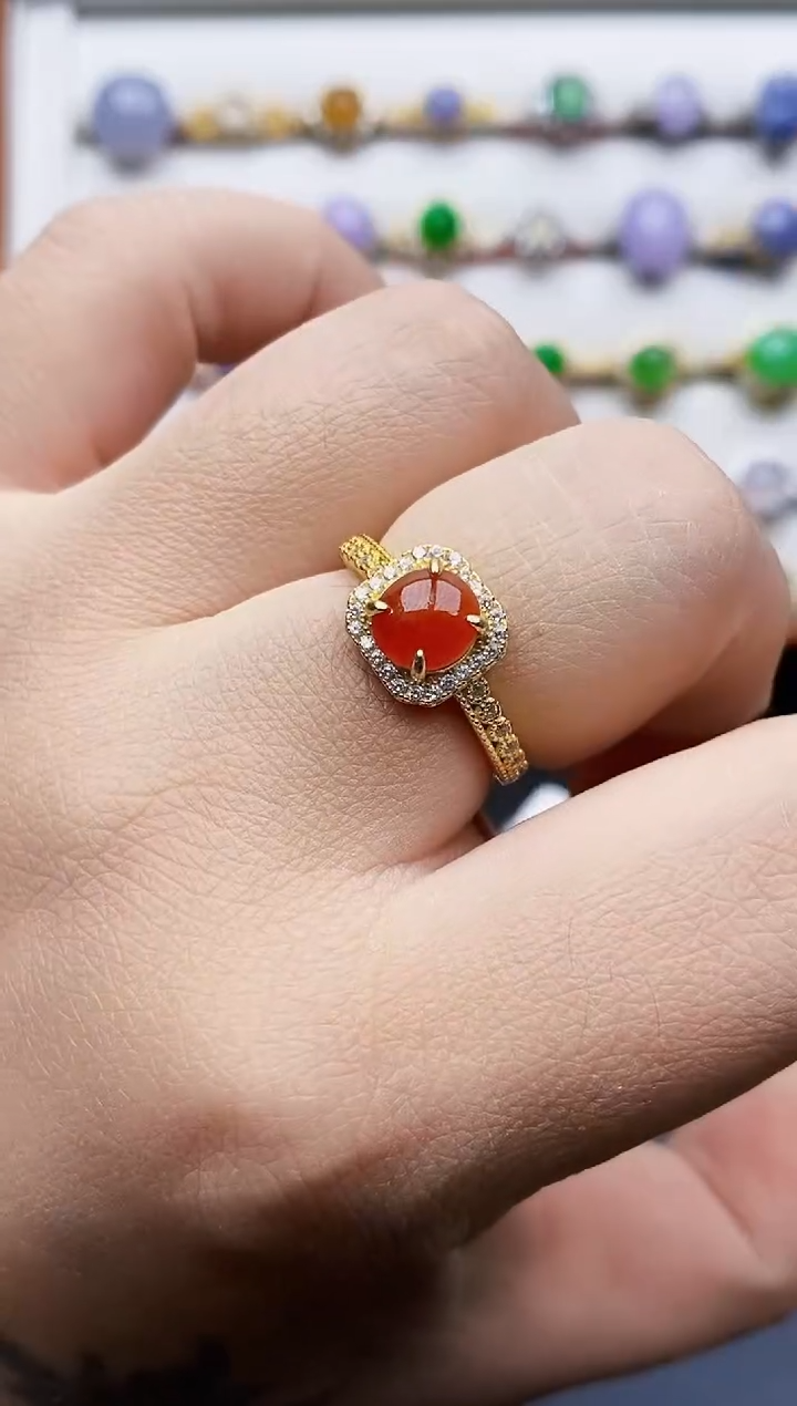 银S925镶嵌戒指翡翠帆***20051