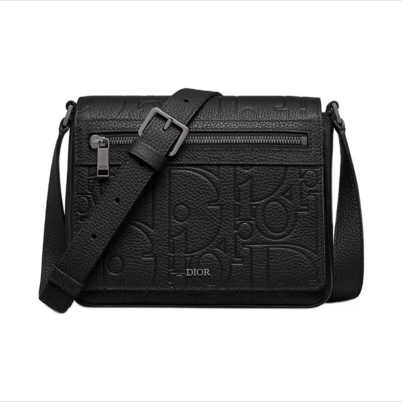 全新未使用 DIOR/迪奥 24新款粒面全皮压纹翻盖斜挎包邮差包