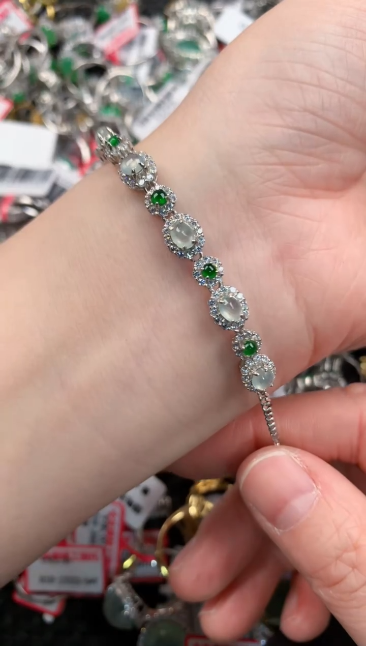 银S925镶嵌戒指翡翠777      10