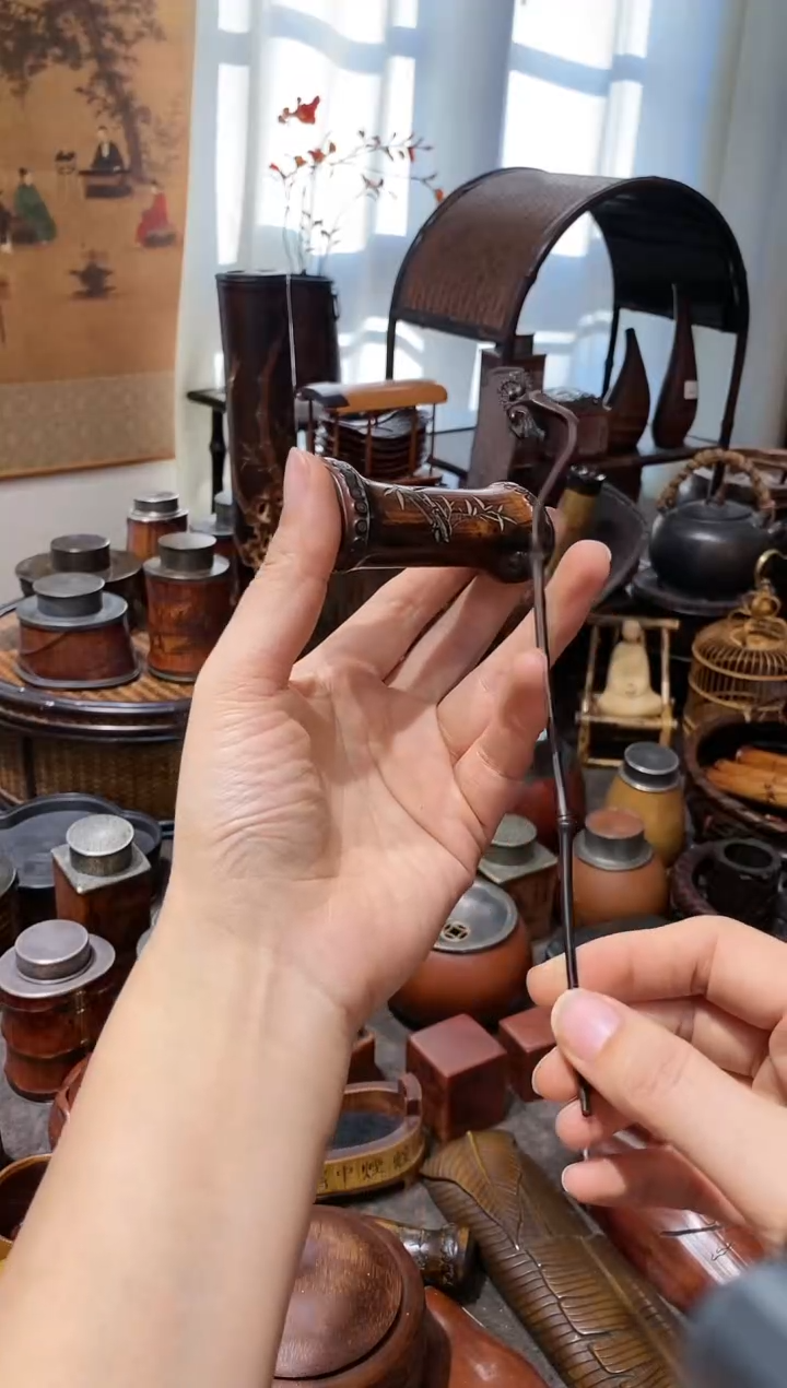 海***琪竹子如意茶拨笔搁2件