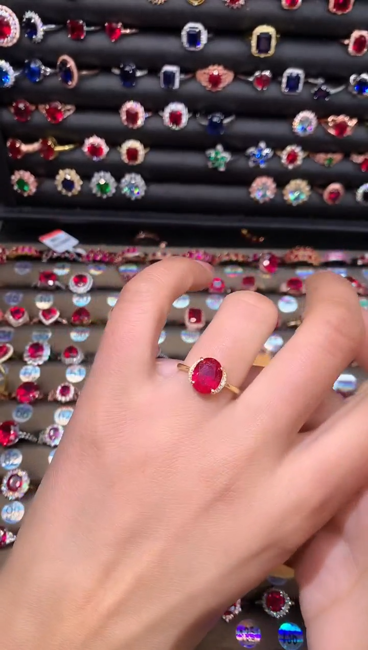 【闪购商品】红宝石戒指银S925镶嵌810金