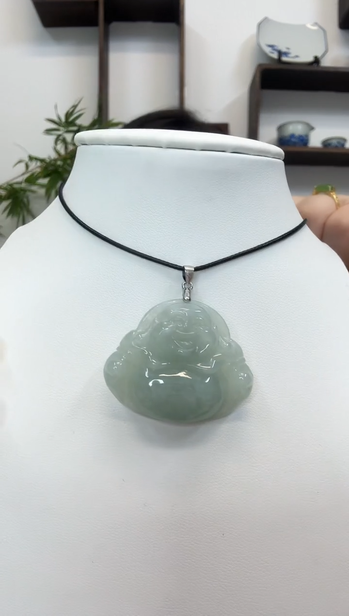 颈饰银S925镶嵌翡翠佛公