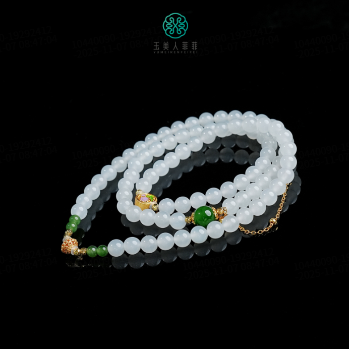 石惑珠宝~和田玉圆珠项链约6mm~介意勿拍