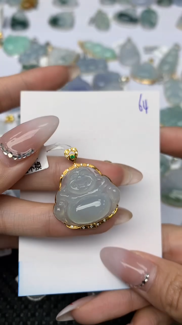 【闪购商品】翡翠颈饰18K金镶嵌天然翡翠A货