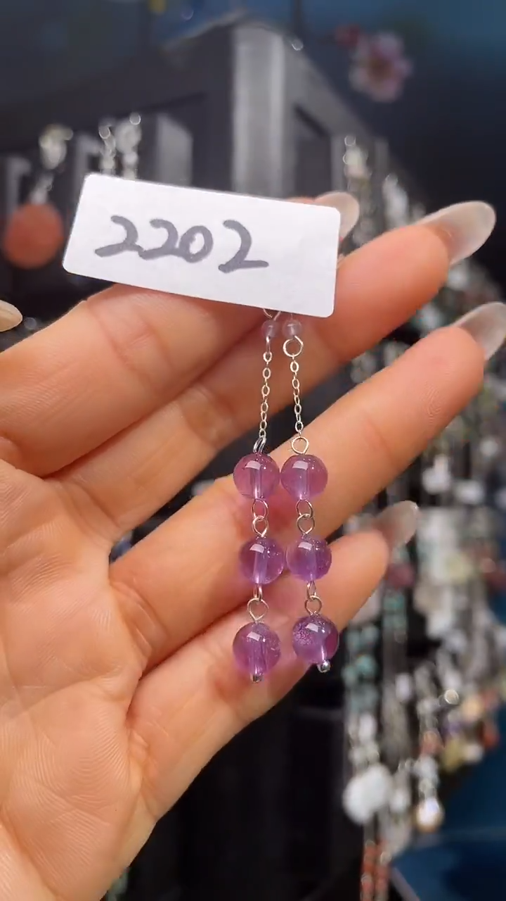 银S925镶嵌耳饰紫晶喜欢拍