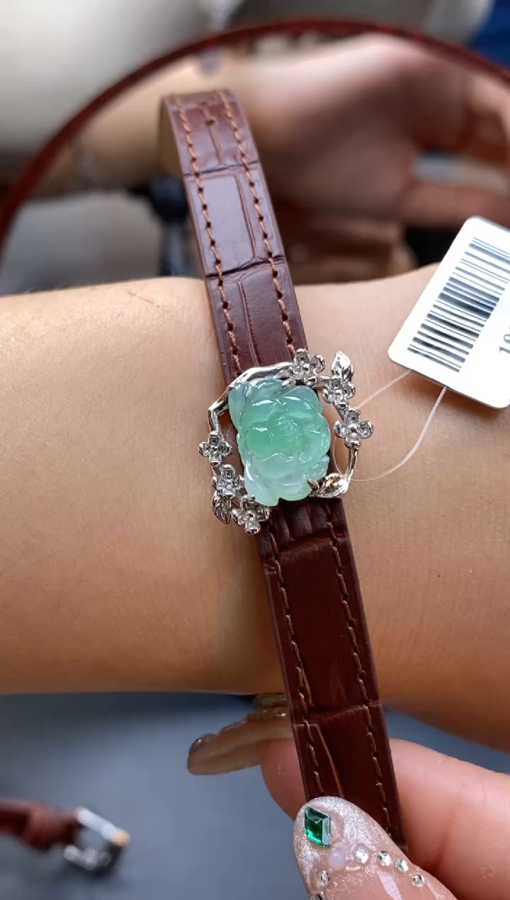 颈饰银S925镶嵌翡翠净货18245