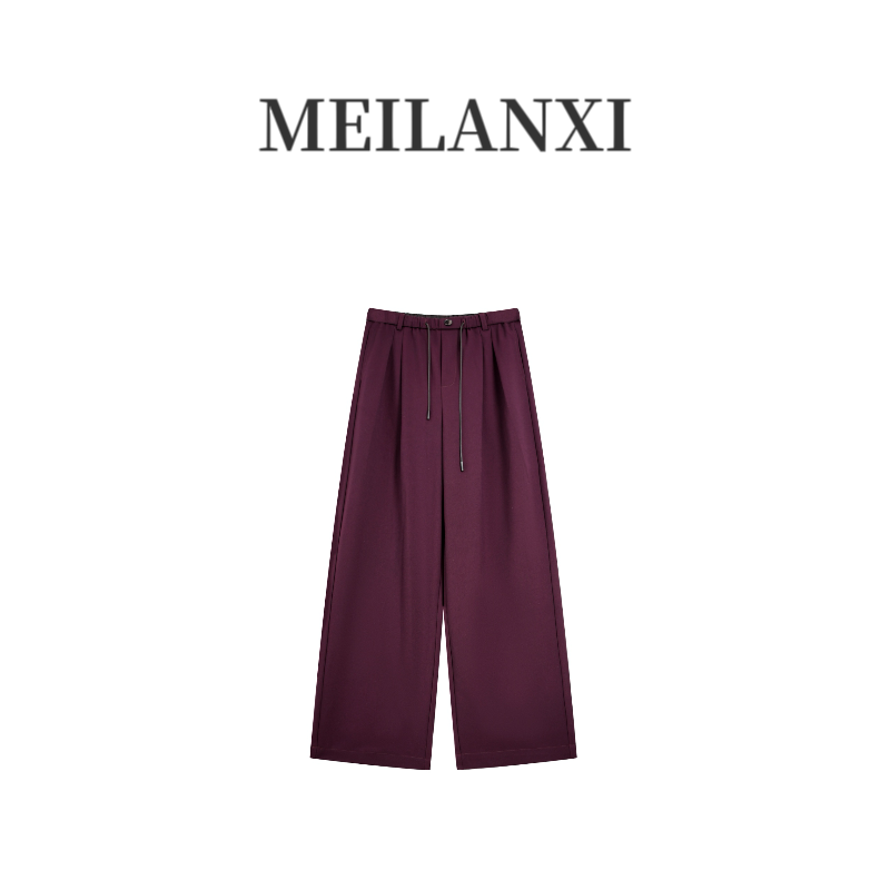 【紫碉】【MEILANXI】春季新款松紧休闲裤垂感时尚百搭直筒裤