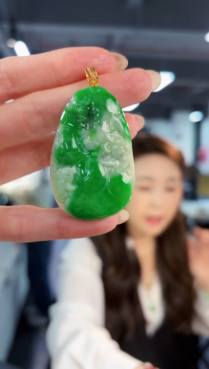 【闪购商品】翡翠颈饰18K金镶嵌缅料A货/支持复检/一件