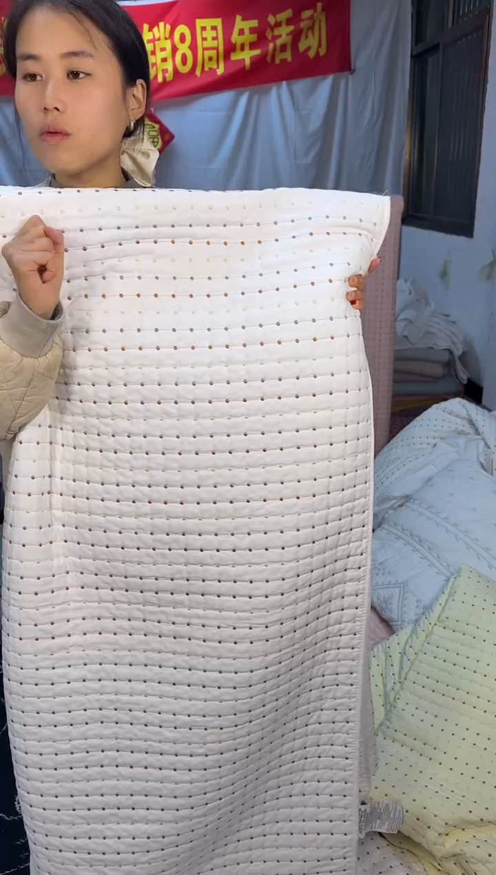 棉纯棉白色米粒秀200*230单床盖119.9