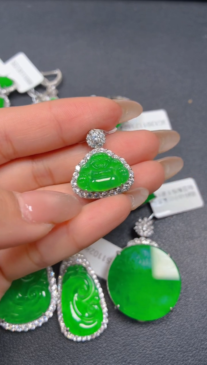 吊坠(不含链)银S925镶嵌翡翠1
