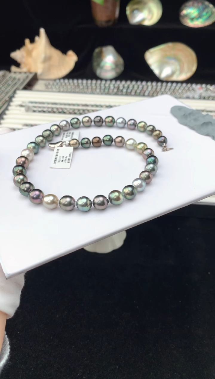 【闪购商品】海水珍珠颈饰银S925镶嵌海水大溪地珍珠项链8-10mm