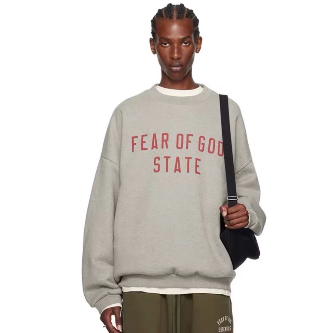 复线ess-双排字母加绒加厚男女同款OS圆领卫衣长袖复古宽松印花