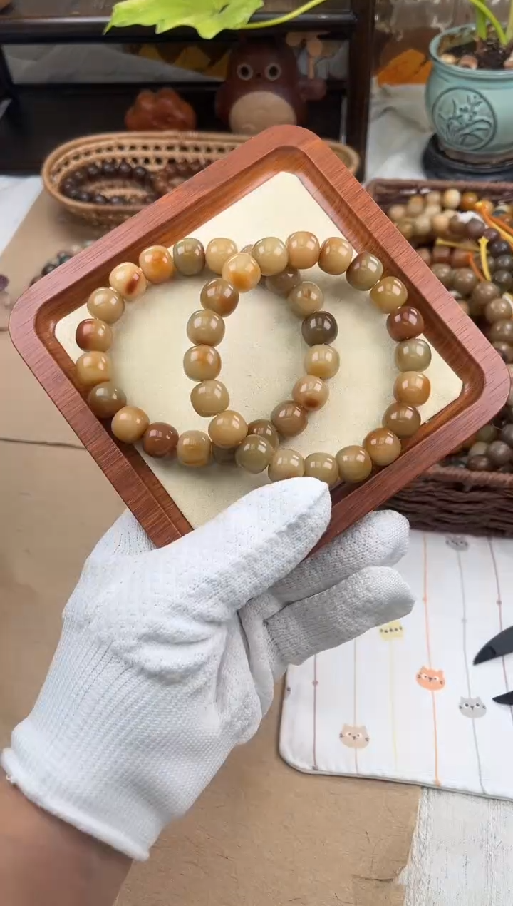 手串菩提根/象牙果a333 卡13 水磨微瑕小冬枣