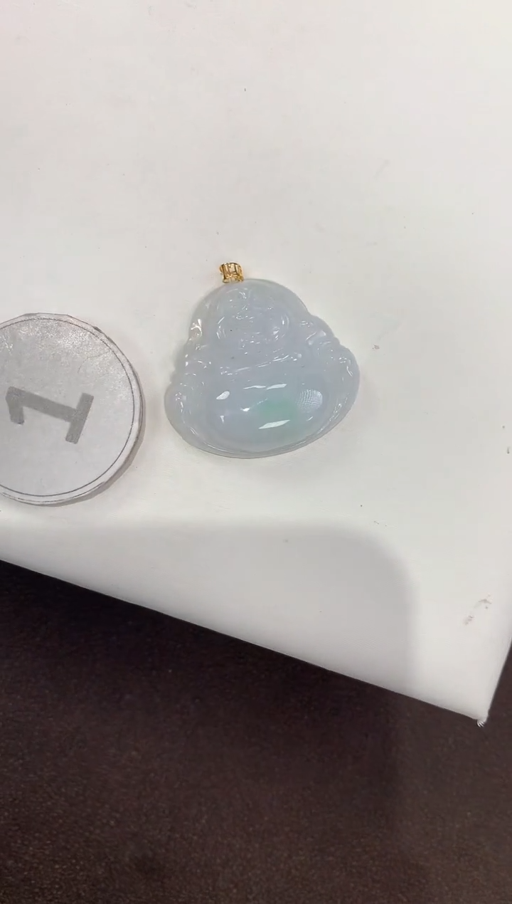 颈饰18K金镶嵌翡翠天然缅甸A货翡翠