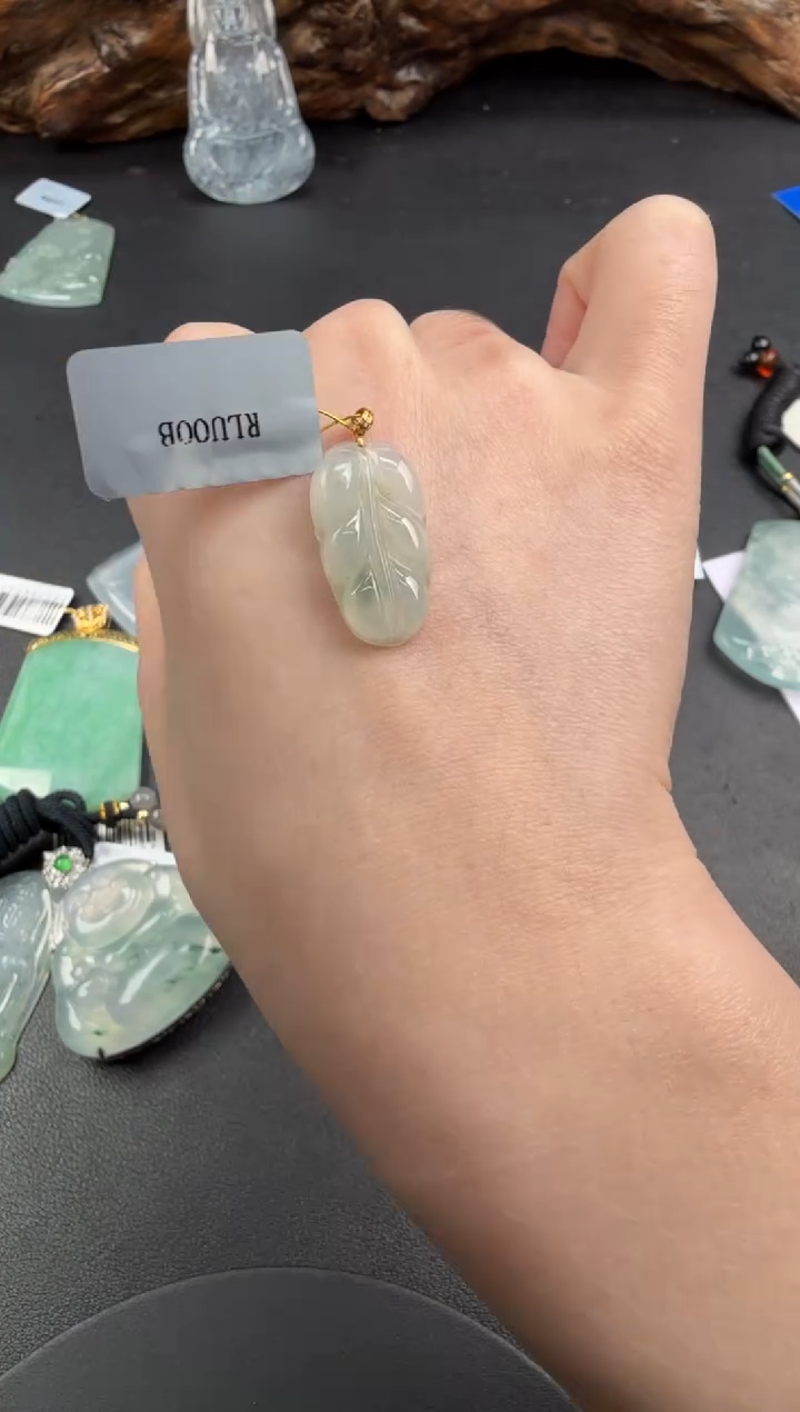 吊坠(不含链)18K金镶嵌翡翠翡翠饰品-253